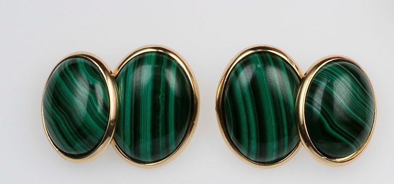 Pair of malachite cufflinks  - Auction Fine Jewels - II - Cambi Casa d'Aste
