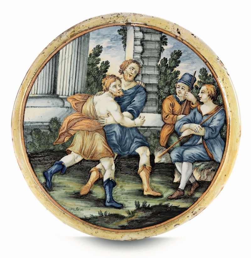 Tondo Castelli, bottega di Francesco Saverio Grue ( attr. ) circa 1740-1755  - Asta Maioliche dal XV al XIX secolo - Cambi Casa d'Aste