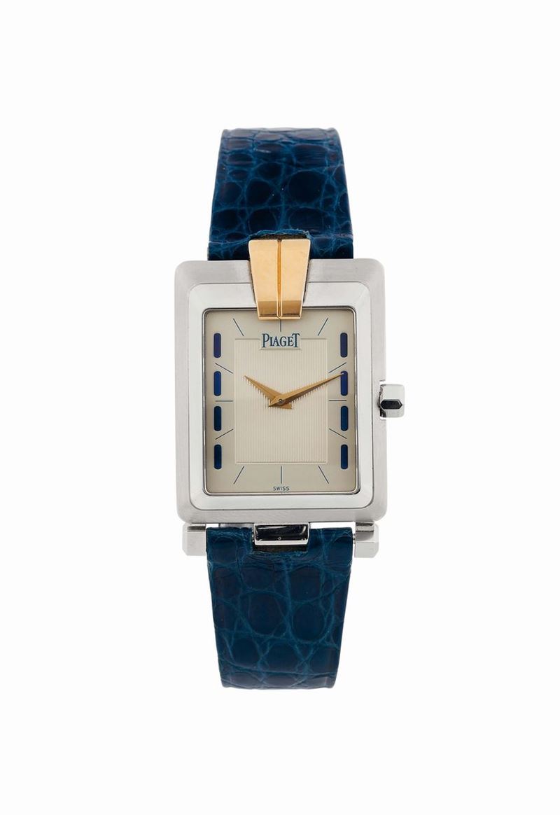 PIAGET, Lipizzan Polo, Ref.91100, 18K white gold assymmetric wristwatch with original gold deployant clasp. Made circa 1995  - Auction Watches and Pocket Watches - Cambi Casa d'Aste