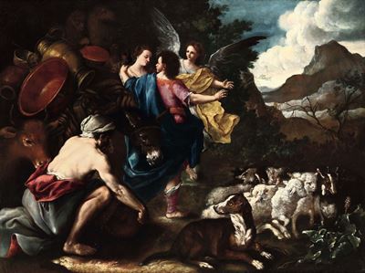 Bartolomeo Guidobono (savona 1654 - Torino 1709)viaggio di Giacobbe e Rachele
