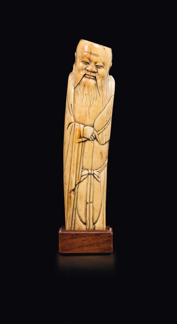 A carved ivory figure of wise man, China, Ming Dynasty, 17th century