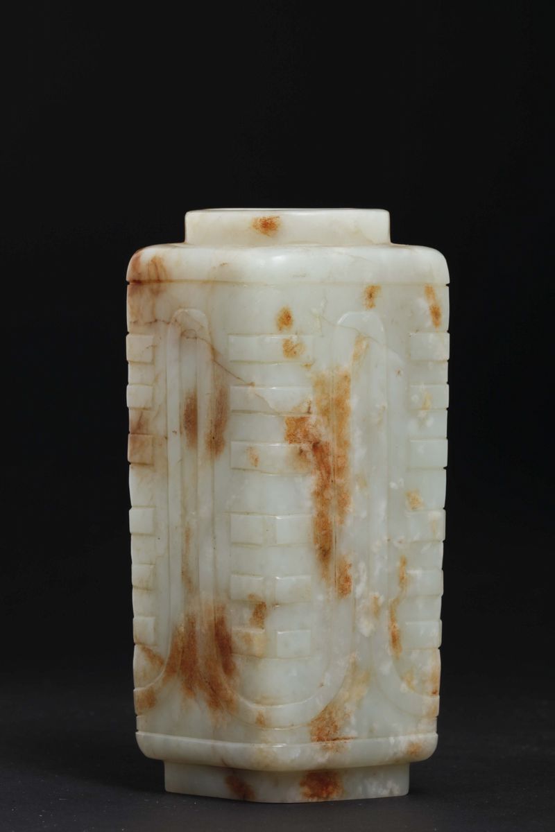 Vaso Cong in Giada Bianca e Russet, Cina, Dinastia Qing, XVIII Secolo