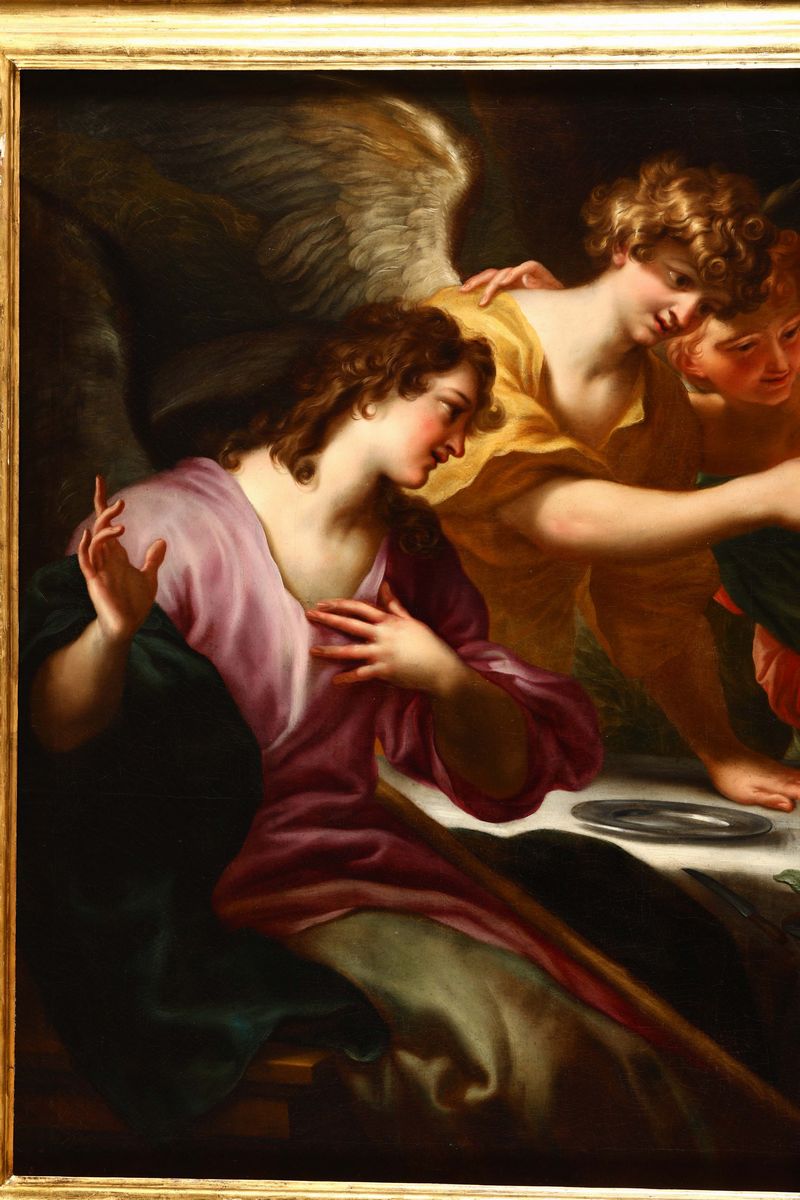 Domenico Piola (genova 1627-1703)abramo e gli Angeli