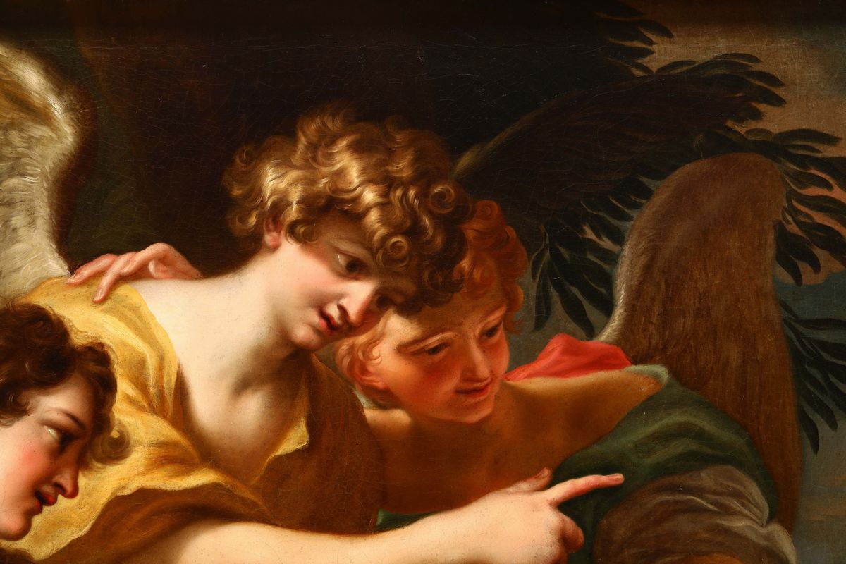 Domenico Piola (genova 1627-1703)abramo e gli Angeli