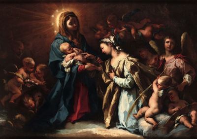 Alessandro Gherardini (firenze 1655 - Livorno 1726)madonna con Bambino e Santa Caterina da Alessa...