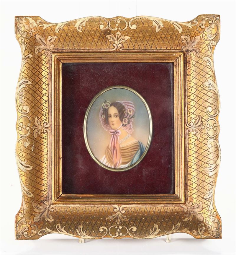 Miniatura ovale raffigurante gentildonna  - Auction Paintings online auction - Cambi Casa d'Aste