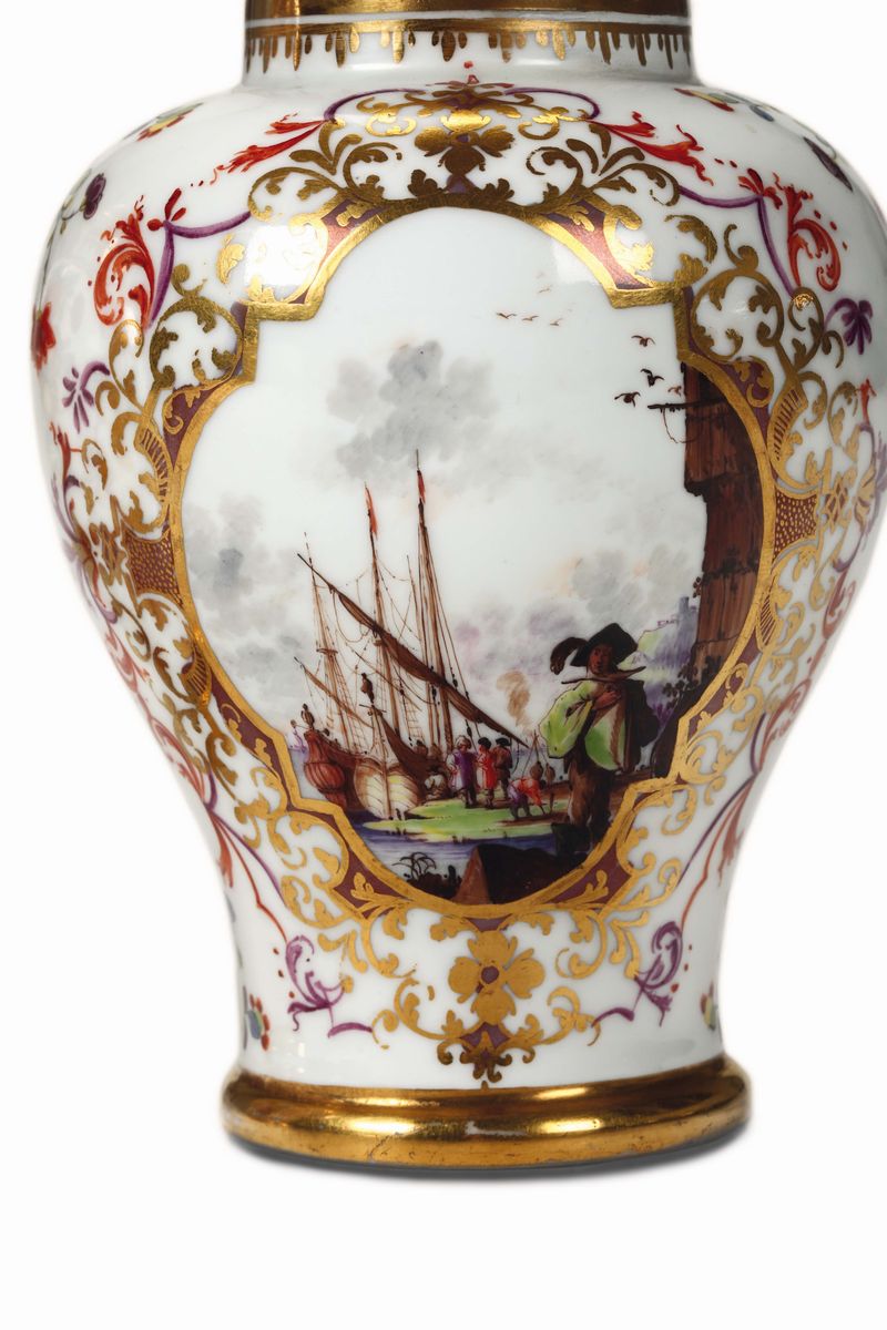 Coppia di Vasetti Meissen, 1735 - 1740 Probabile Pittura di Christian Friedrich Herold (1700-1779...