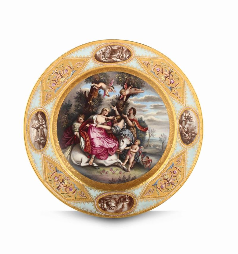 Piatto Vienna, 1827 circa Pittura di Karl Hinterberger attivo alla manifattura di Vienna dal 1801 al 1846  - Auction Collectors' European Porcelains - Cambi Casa d'Aste