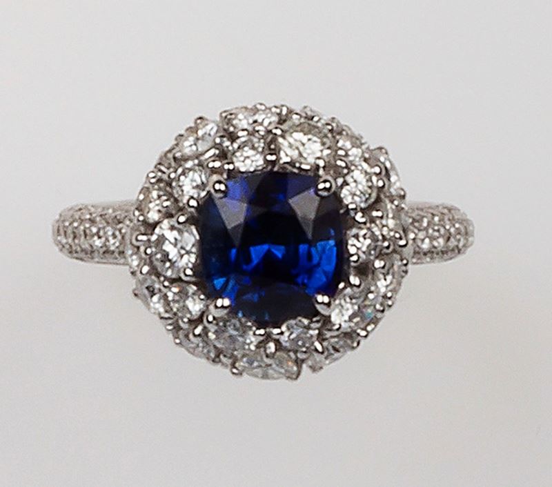 Sapphire and diamond Globo ring. Brarda  - Auction Fine Jewels - II - Cambi Casa d'Aste