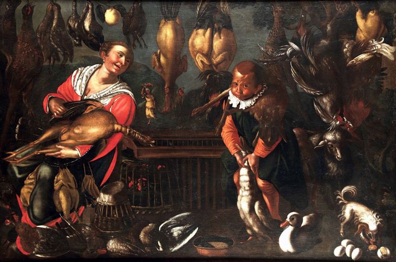 Vincenzo Campi (1532/36-1591), scuola di Interno con cacciagione  - Auction Old Master Paintings - Cambi Casa d'Aste