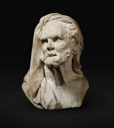 Busto Virile, Marmo Bianco, Arte Barocca del XVII Secolo, Ambito di Juste le Court (1627-1679)