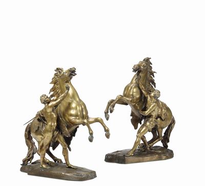 Coppia di Gruppi Equestri in Bronzo Dorato