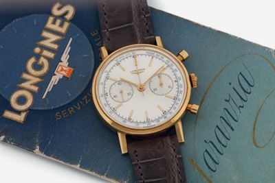 Longines, Ref.7415, Movimento No. 117022.16. Raro Orologio da Polso, Cronografo con Funzione di F...