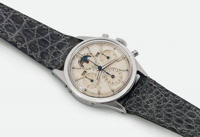 Universal Geneve, Ref. 22297/3, Raro Orologio da Polso, Cronografo, in Acciaio con Triplo Calenda...