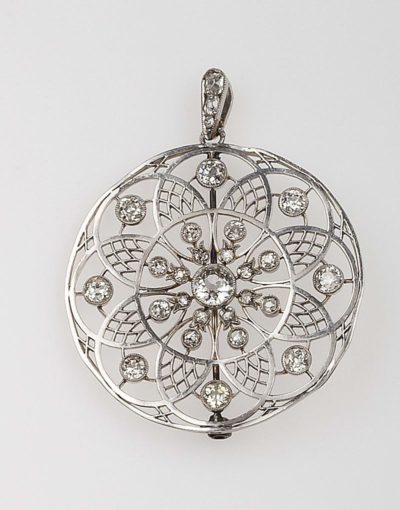 Old-cut diamond pendant-brooch  - Auction Fine Jewels - II - Cambi Casa d'Aste