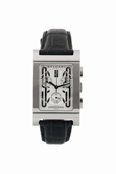 Bulgari, Rettangolo, Ref.49s, Orologio da Polso, in Acciaio, Cronografo, al Quarzo con Datario e ...