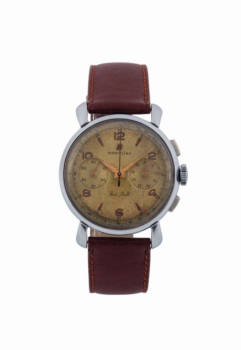 BREITLING, Foot-ball, Ref. 1192, stainless steel chronograph wristwatch with tachometer. Made circa 1950  - Auction Watches and Pocket Watches - Cambi Casa d'Aste