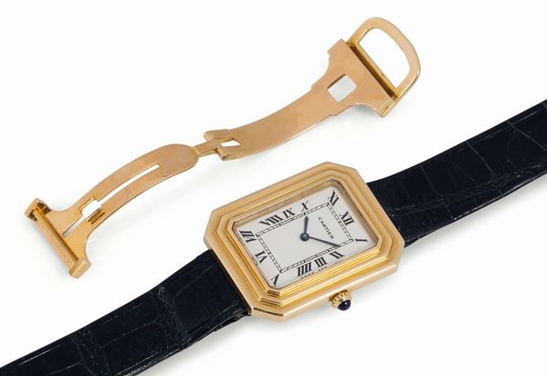 CARTIER, Paris, Cristallor, 18K yellow gold wristwatch with original yellow gold deployant clasp. Made circa 1970