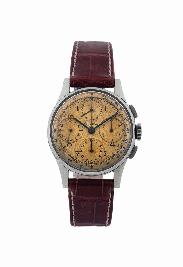 Breitling, Ref. 799, orologio da polso, cronografo, in acciaio con scala tachimetrica e calendario. Realizzato circa nel 1950