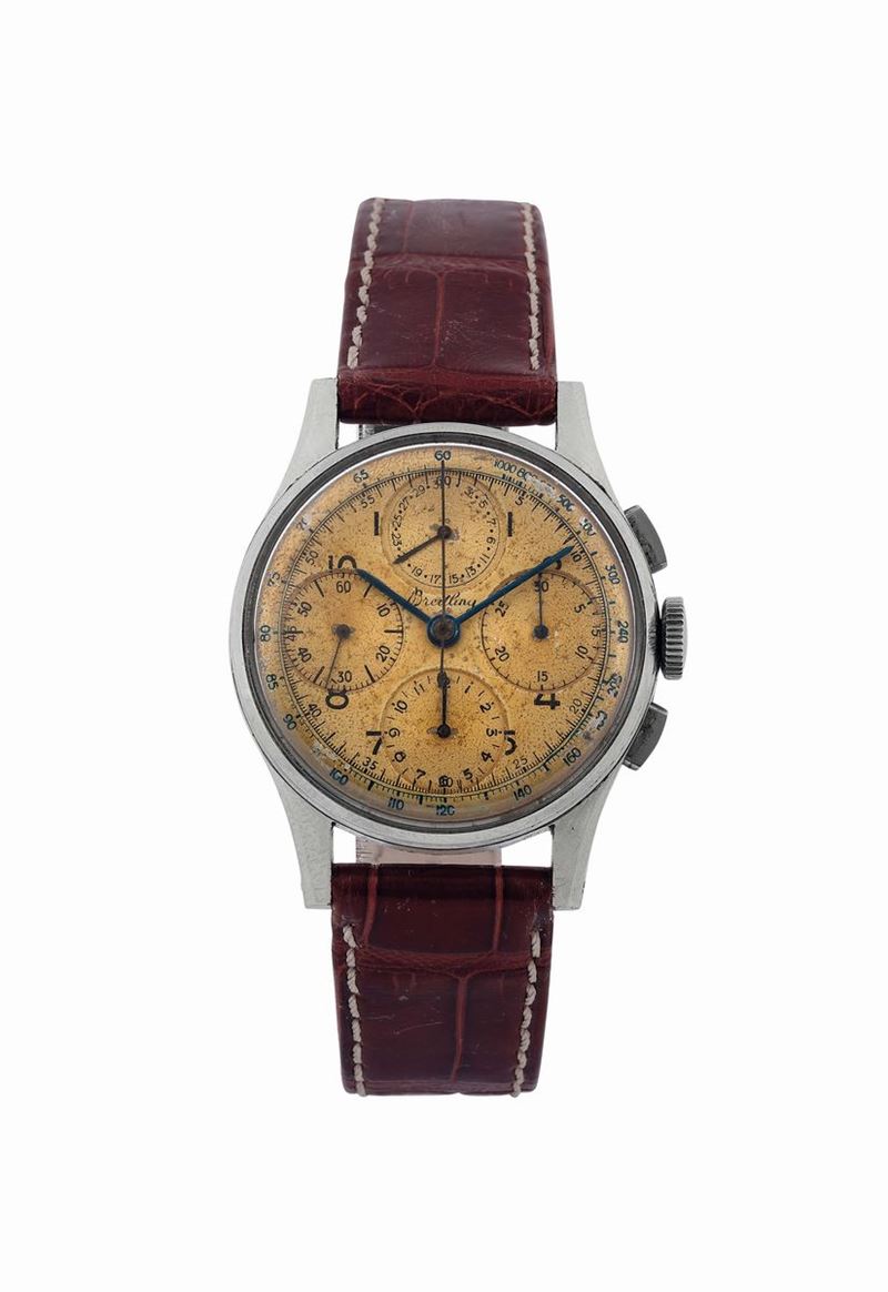BREITLING, Ref.799, stainless steel wristwatch with tachometer and calendar. Made circa 1950  - Auction Watches and Pocket Watches - Cambi Casa d'Aste