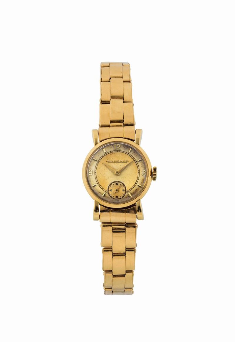JAEGER LeCOULTRE, case No. 35 0405, fine, 18K yellow gold lady's wristwatch with gold riveted elastic bracelet and deployant clasp. Made circa 1950  - Auction Watches and Pocket Watches - Cambi Casa d'Aste