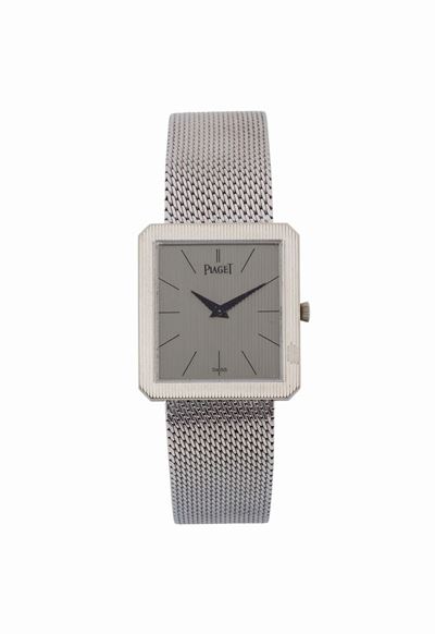 Piaget, Ref. 9154, Orologio da Polso, di Forma Quadrata, in Oro Bianco 18k con Bracciale Integrat...