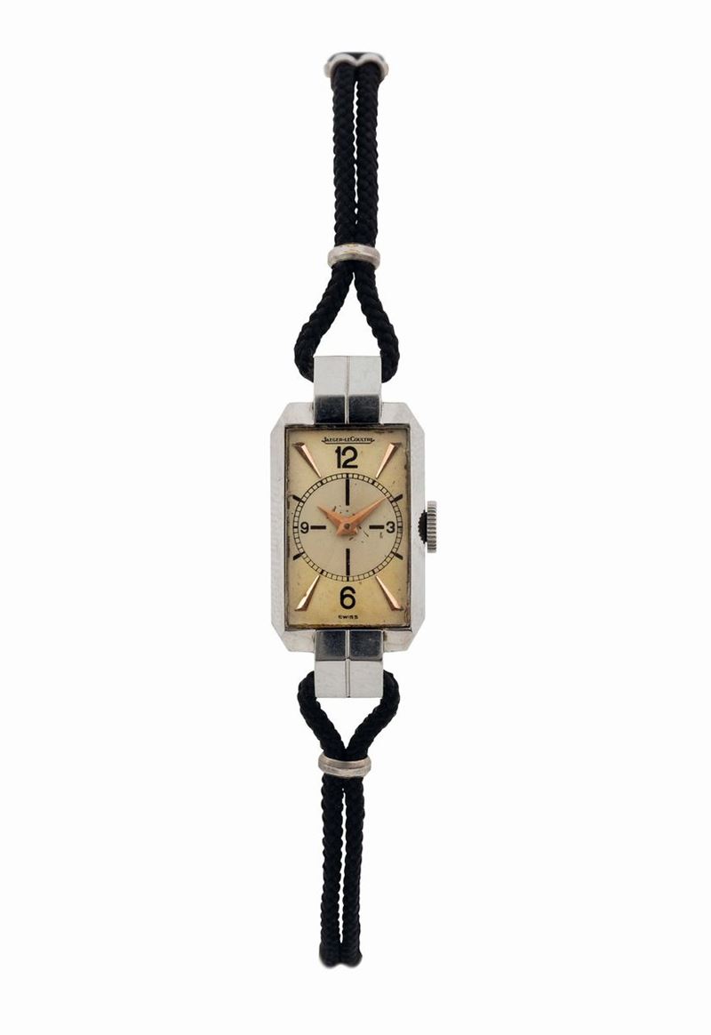 JAEGER LeCOULTRE, orologio da polso, da signora, in acciaio, di forma rettangolare. Realizzato nel 1930 circa  - Asta Orologi da Polso e da Tasca - Cambi Casa d'Aste