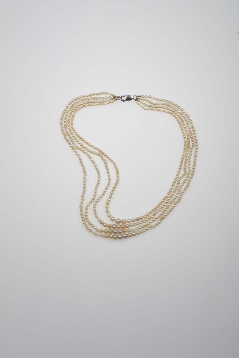 Quattro fili di perle naturali  - Asta Fine Jewels - Cambi Casa d'Aste