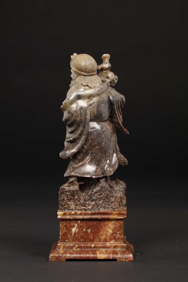 Due Sculture in Saponaria Raffiguranti Saggi, Cina, Dinastia Qing, Fine XIX Secolo