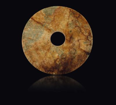 Grande Disco Bi in Giada e Russet, Cina, Dinastia Qing, XIX Secolo