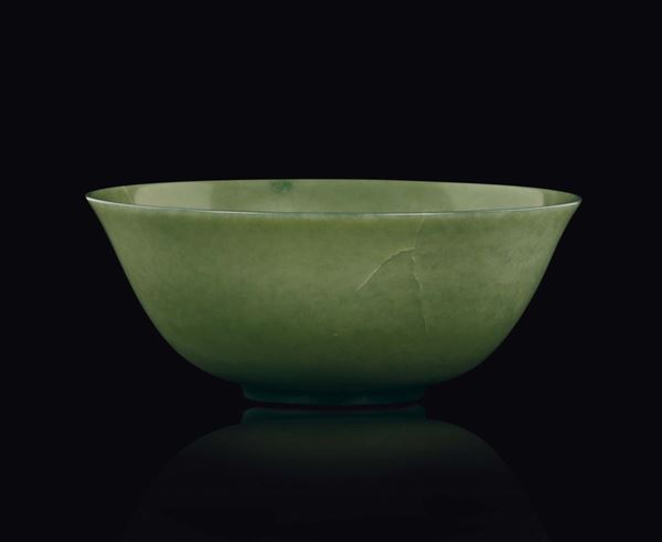 Coppa in giada verde, Cina, Dinastia Qing, XIX secolo