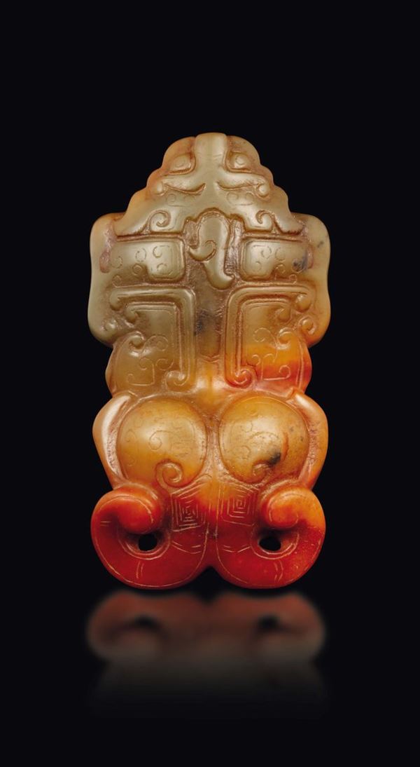 A rare yellow and russet jade figure of cicada, China, Ming Dynasty, 17th century