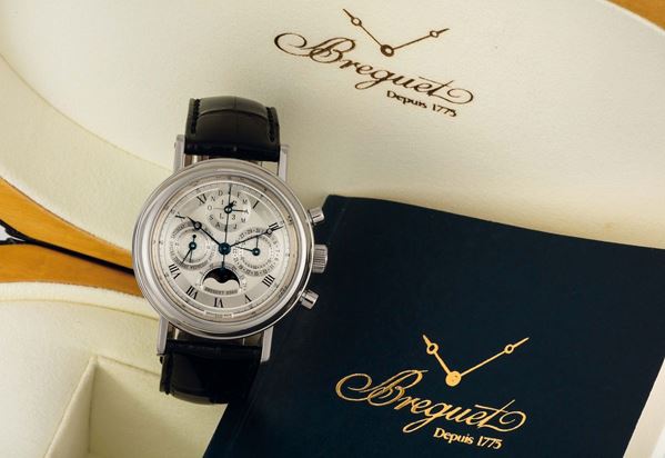 Breguet, Cronografo Perpetuale, No. 2960L, Ref. 5617, raro, orologio da polso, in oro bianco con cronografo,  [..]