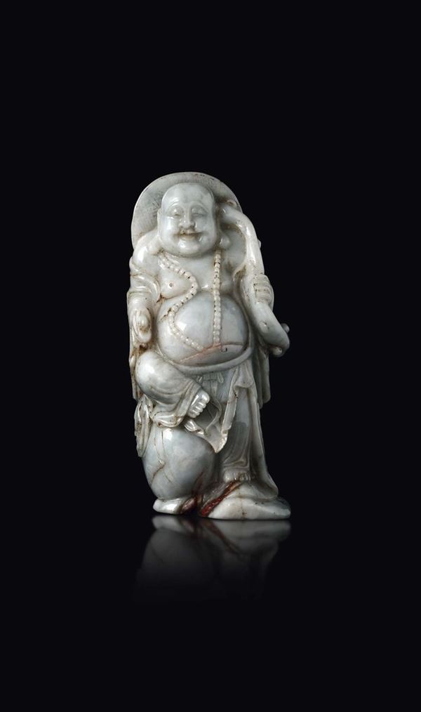 Figura di Buddha scolpito in giadeite, Cina, Repubblica, XX secolo