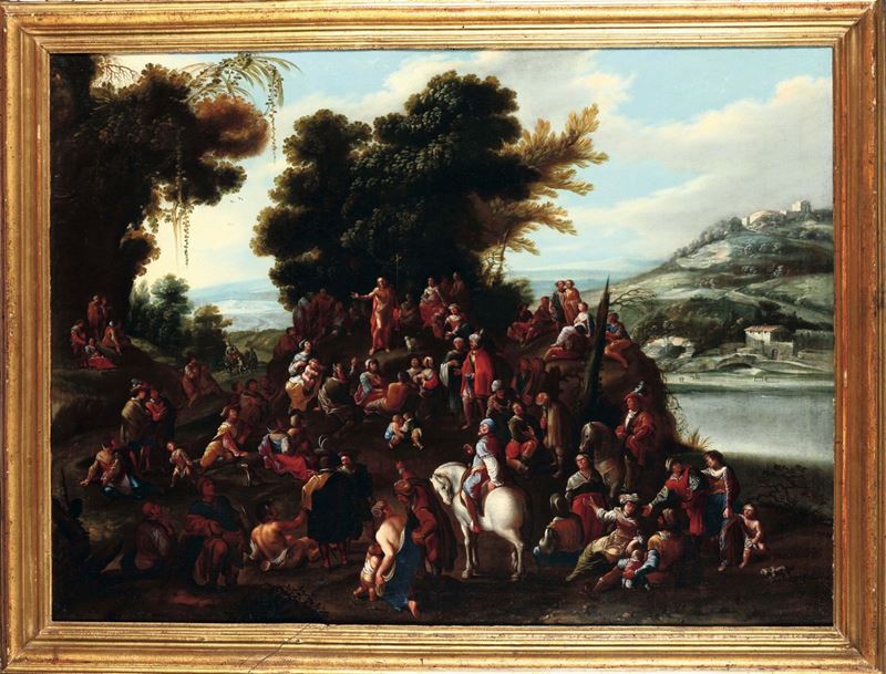 Scuola veneta del XVII secolo Predica di San Giovanni Battista  - Auction Old Masters Paintings - I - Cambi Casa d'Aste