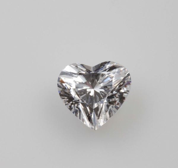 Diamante taglio a cuore di ct 2,80, colore D, caratteristiche interne SI1
