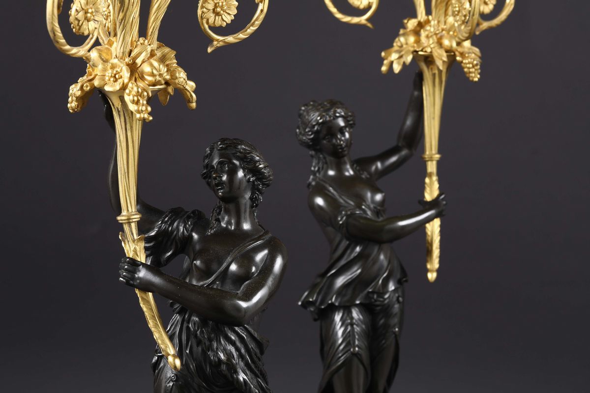 Coppia di Grandi Candelabri a Quattro Luci, Francia XIX Secolo