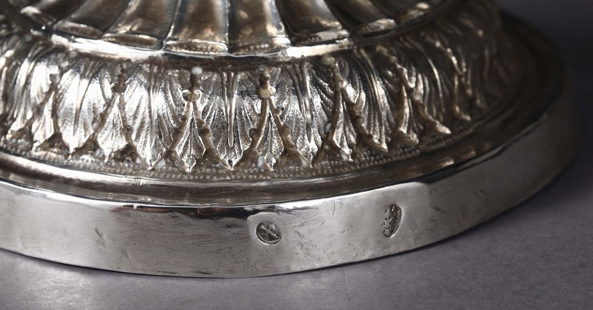 Caffettiera in Argento Sbalzato e Cesellato, Roma, Bollo Camerale per il Biennio 1799 – 1801 e Ma...