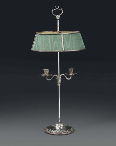 Lampada a Bouillot in Argento Fuso, Sbalzato e Cesellato, Manifattura Spagnola, Orafo Juan Altet,...
