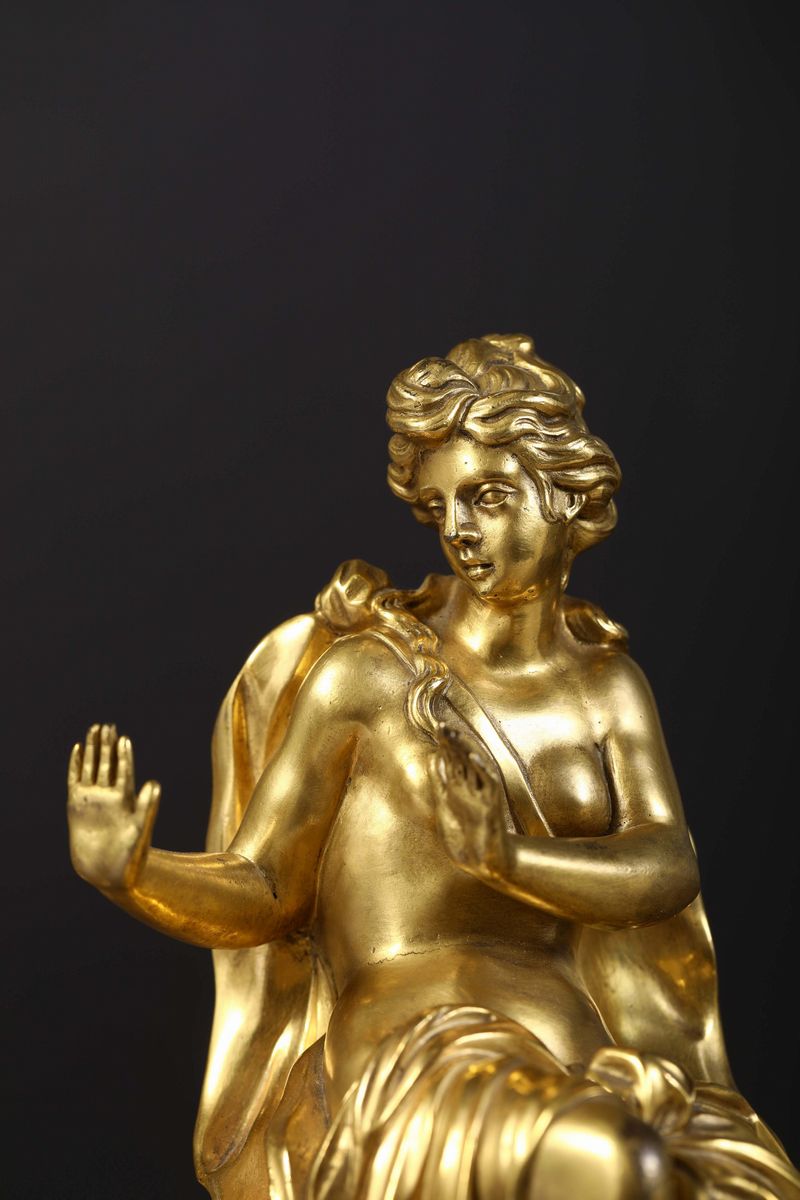 Coppia di Alari in Stile Luigi XIV in Bronzo Dorato, Francia XIX Secolo