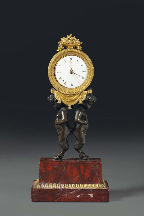A table pendulum clock in marble and bronze, France 19th century