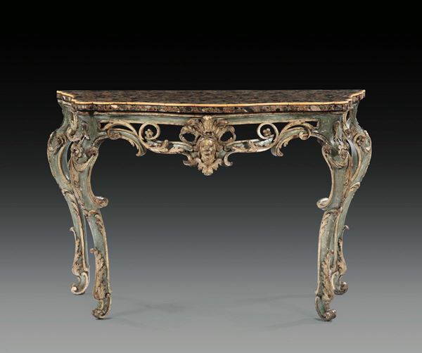 A Louis XV lacquered console table, Piedmont 18th century