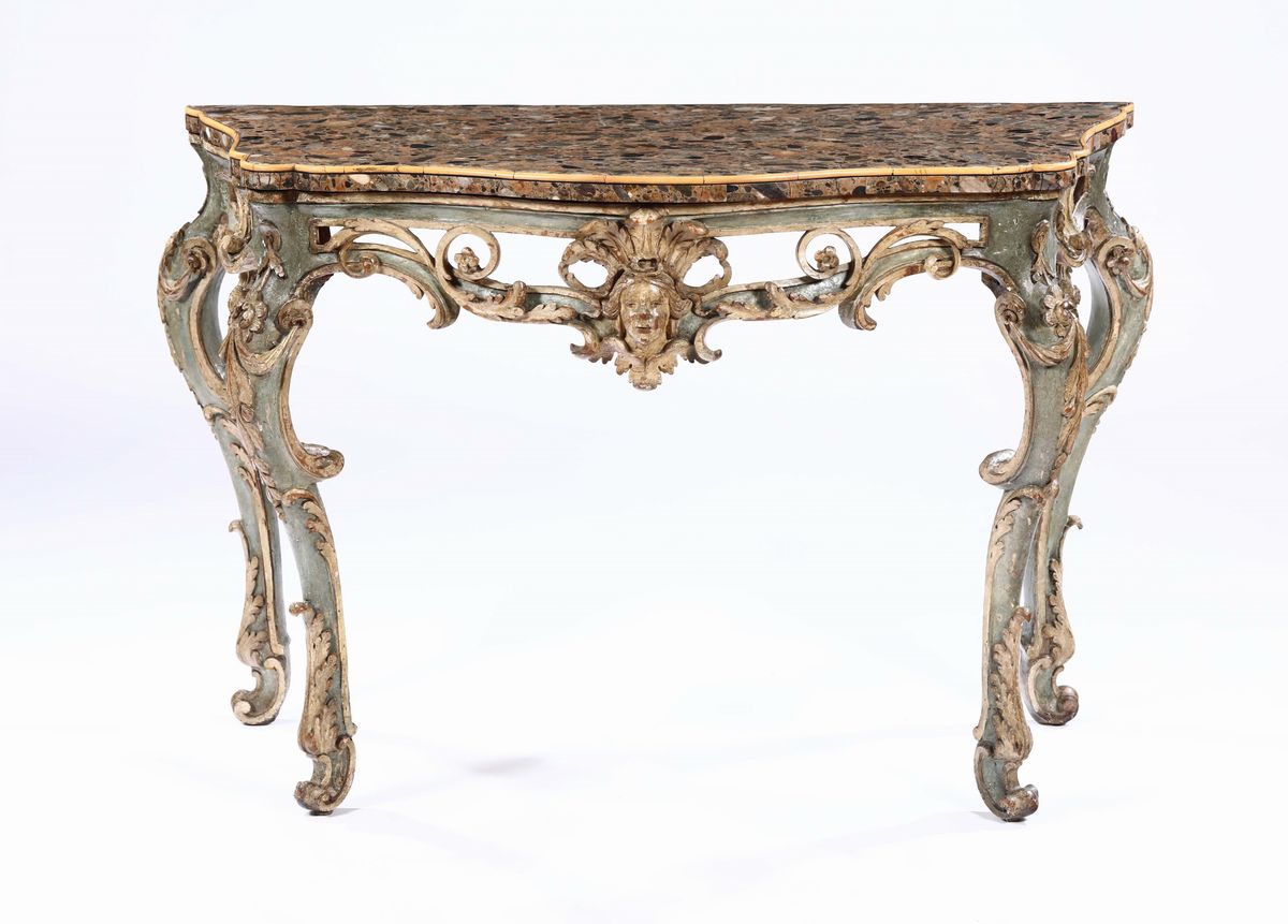 Console Luigi XV Laccata, Piemonte XVIII Secolo