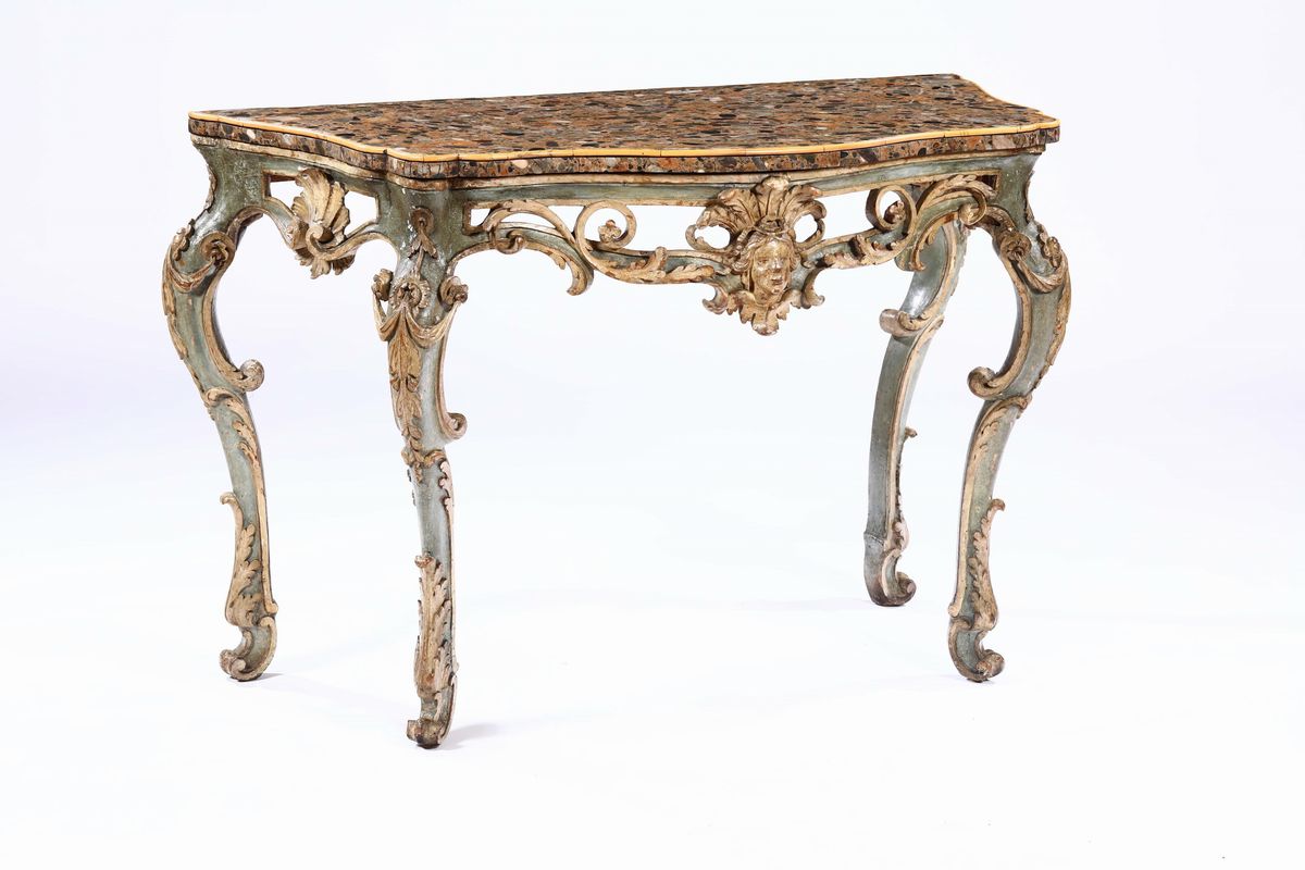 Console Luigi XV Laccata, Piemonte XVIII Secolo