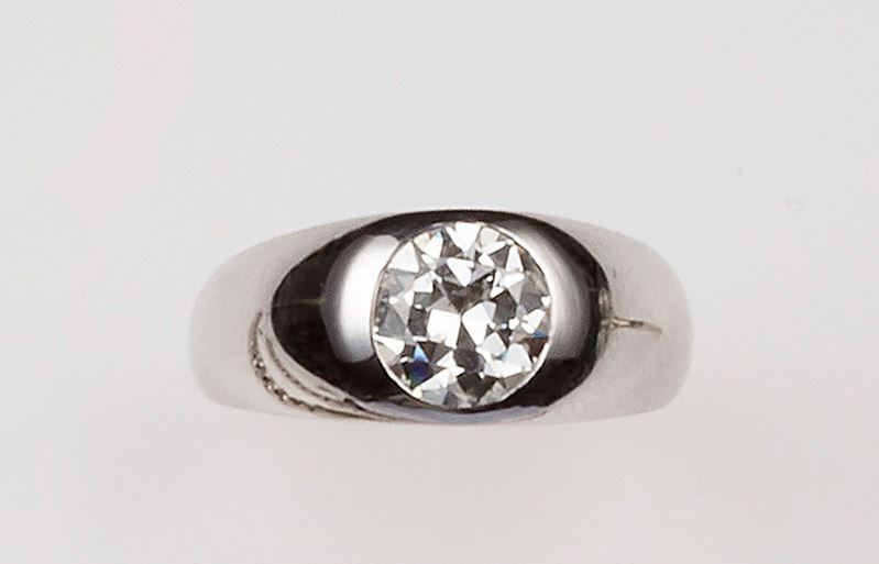 Anello con diamante di vecchio taglio  - Asta Fine Jewels - II - Cambi Casa d'Aste