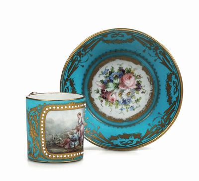 Tazza con Piattino Francia, Pseudo Sèvres, Seconda Metà del XIX Secolo