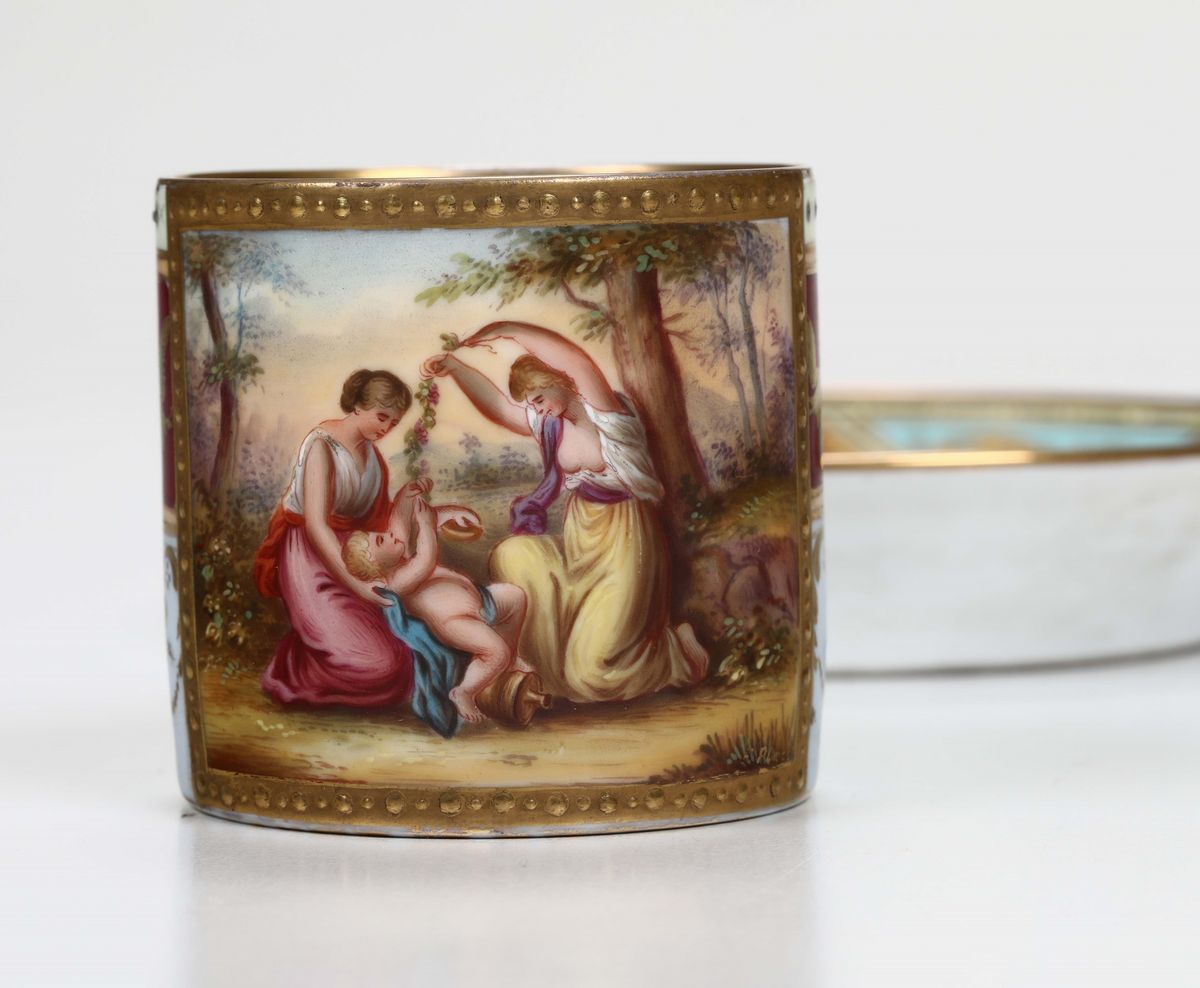 Tazza e Piattino Pseudo Vienna, Seconda Metà del XIX Secolo