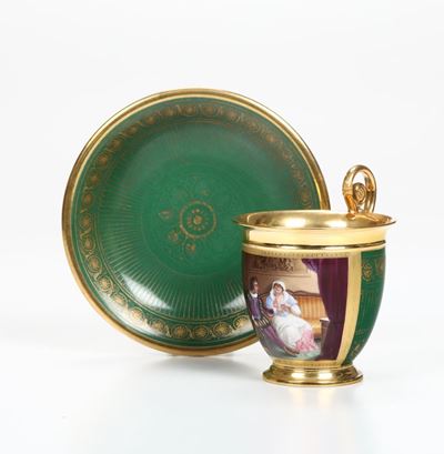 Tazza e Piattino Sèvres, 1823 Circa Decorazione Probabilmente Napoli 1830 - 1840 Circa