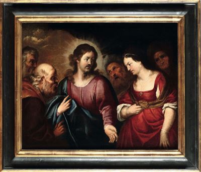 Orazio De Ferrari (voltri 1605 - Genova 1657)cristo e L’adultera