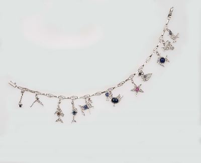 Bracciale con Charms con Diamanti, Zaffiri e Rubini